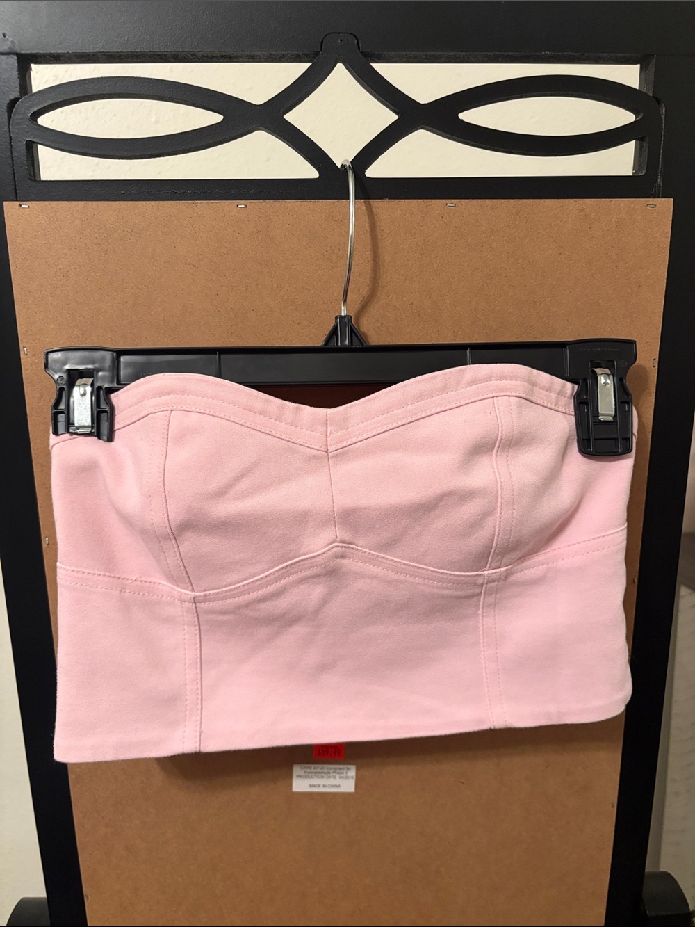 Strapless Sweetheart Crop Top in Light Pink